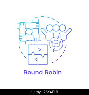 Round robin blue gradient concept icon Stock Vector
