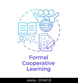 Formal cooperative learning blue gradient concept icon Stock Vector