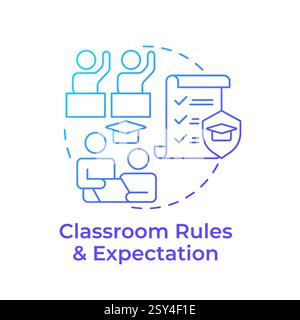 Classroom rules and expectation blue gradient concept icon Stock Vector