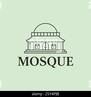 vector logo line art mosque minimalist design Stock Vector