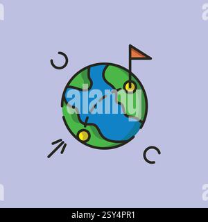 earth logo vector illustration minimalist design Stock Vector