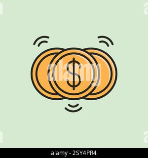 A vector illustration of three stacked gold coins with a dollar sign, symbolizing financial stability, savings, wealth accumulation, or investment gro Stock Vector
