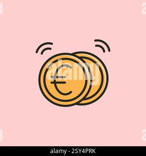 A vector illustration of two stacked gold coins with a euro symbol, representing European currency, financial stability, banking, or investment growth Stock Vector
