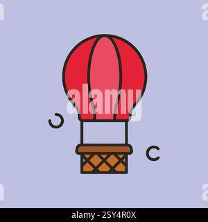 air balloon logo icon vector minimalist simple illustration design Stock Vector