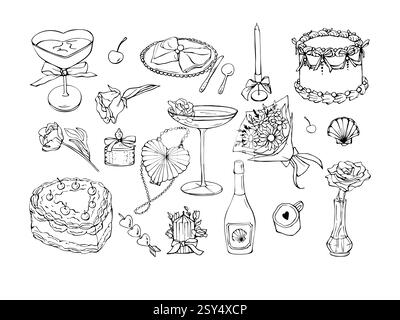 Set of party vector elements Stock Vector