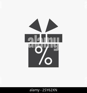 Gift box glyph icon Special offer, discount Stock Vector