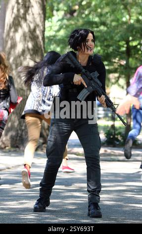 Actress Jaimie Alexander shoots a scene as her character 'Jane Doe' on