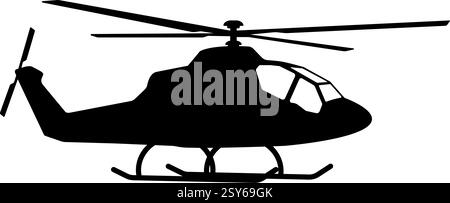 Silhouette of a military helicopter hovering in the air, vector illustration Stock Vector