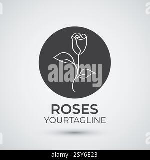 Rose flower logo design in circle using vector illustration template design concept Stock Vector