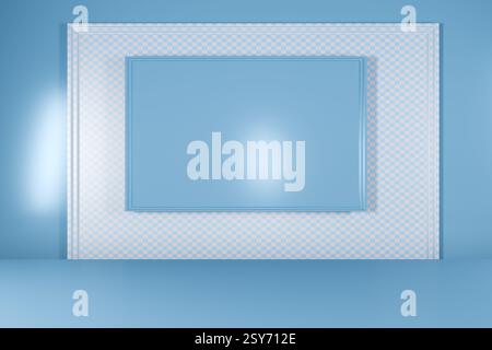 A decorative blue frame with layered designs. 3d rendering Stock Photo