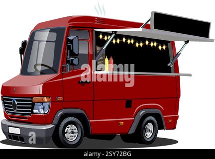 Cartoon food truck isolated on white background. Available EPS-10 vector format separated by groups and layers for easy edit Stock Vector