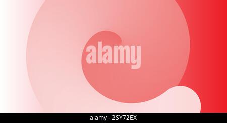 Minimalist abstract background with overlapping curvy red and pink circular 3d shapes. Modern geometric design with a soft gradient effect, perfect fo Stock Vector