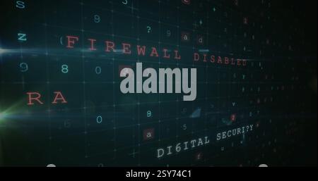 Image of virus warning text and data processing over dark background Stock Photo