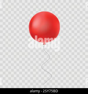 Red balloon isolated on a white background. Party decoration for birthday and celebrations. Vector realistic colorful festive 3d helium balloons Stock Vector