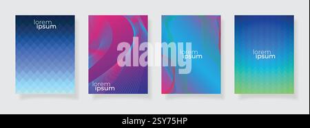 color gradient abstract geometric pattern texture book cover template vector set background wavy business brochure Stock Vector