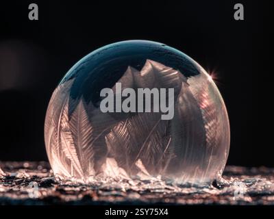 The bubble enclosed in ice Stock Photo