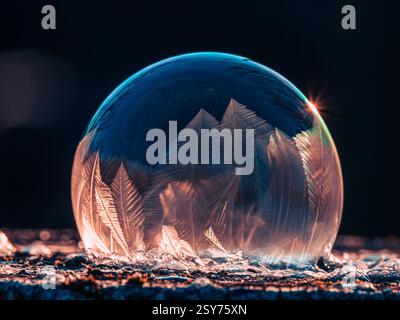 The bubble enclosed in ice Stock Photo