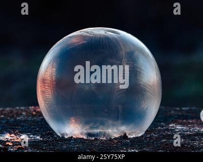 The bubble enclosed in ice Stock Photo