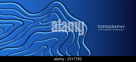 Blue waves futuristic abstract topography background Stock Vector