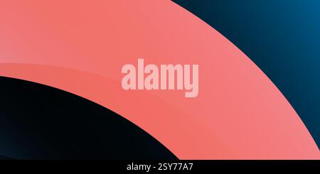 Bold abstract composition featuring a vibrant red arc against a dark background. The smooth, curved shape contrasts sharply with the black area, creat Stock Vector