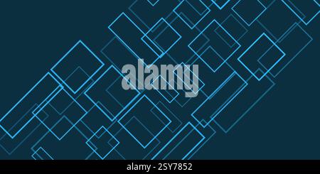 Simple Overlapping Rectangular Frames of Various Sizes, Colored in Shades of Blue - Geometric Shapes Pattern, Texture on Wide Scale Background - Desig Stock Vector