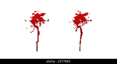Pixel blood splatter with dripping effect Stock Vector Image & Art - Alamy
