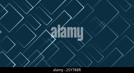 Simple Overlapping Rectangular Frames of Various Sizes, Colored in Shades of Blue - Geometric Shapes Pattern, Texture on Wide Scale Background - Desig Stock Vector