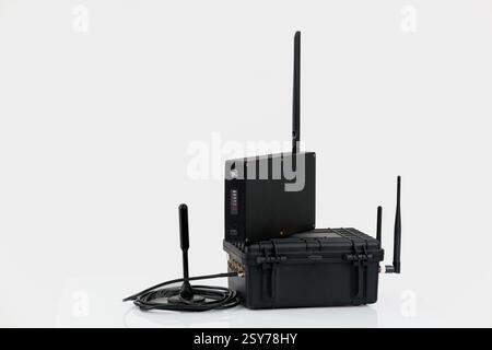 Advanced Electronic Warfare Equipment Setup for Signal Interception and ...