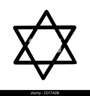 Hand Drawn Six-Pointed Star of David Icon Jewish Symbol Stock Vector