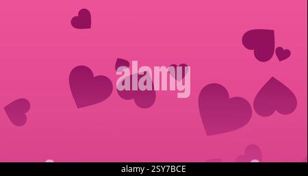 Floating hearts image over pink background Stock Photo