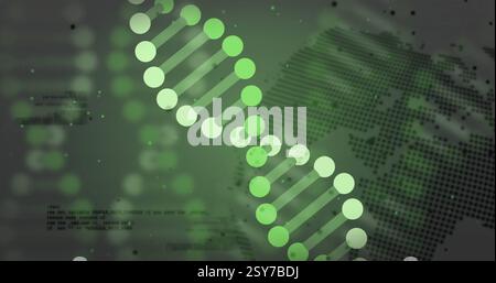 DNA strand and binary coding, scientific data processing image Stock Photo