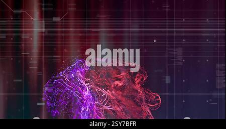 Image of data processing over colourful shapes Stock Photo
