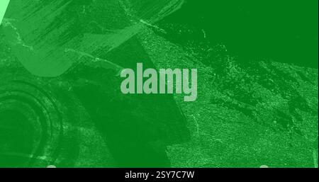 Image of abstract distressed pattern moving over green background Stock Photo
