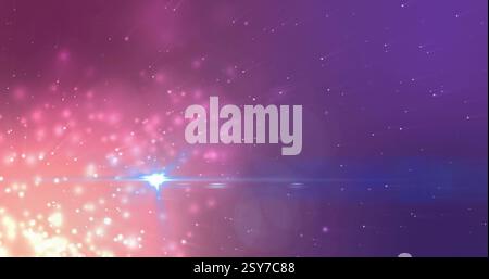Image of glowing light spots moving over dark background Stock Photo