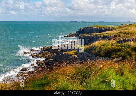 The beach near Moelfre on the north east coast of Anglesey North Wales UK in summer. Stock Photo
