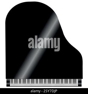 Black Grand piano from above, classical musical instrument isolated on a white or white background Stock Vector