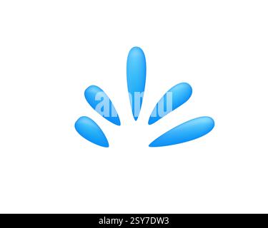 Simple blue droplet design with five gradient petals in a minimal style Stock Vector
