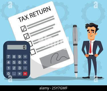 Businessman with a lightbulb moment, an idea or solving a problem, completing a task Stock Vector