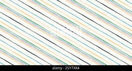 Stripped diagonal vector pattern. Hand drawn line paint brush background. Stock Vector