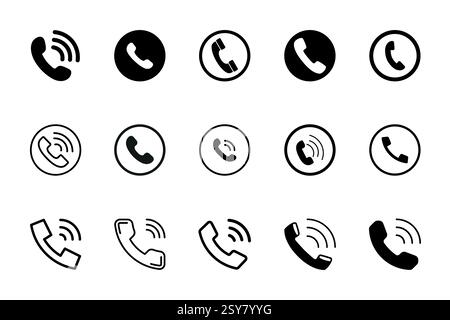 Call icon set isolated line Vector illustration Stock Vector