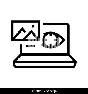 Computer Vision black line icon Stock Vector