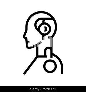 Intelligent robot  black line icon Stock Vector