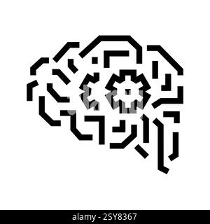 Deep Learning black line icon Stock Vector