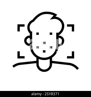Face Recognition  black line icon Stock Vector