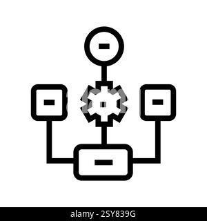 Algorithm neural network black line icon Stock Vector