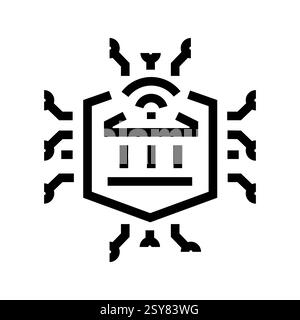 E-government black line icon Stock Vector