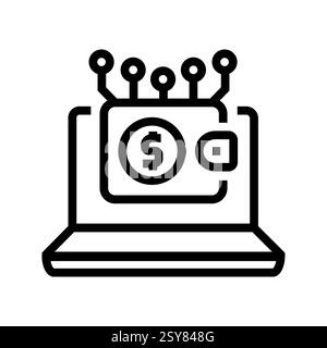 Digital economy black line icon Stock Vector