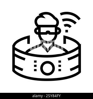 Virtual reality black line icon Stock Vector