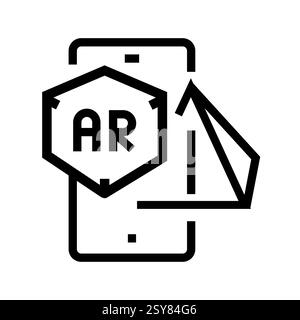 Augmented reality black line icon Stock Vector