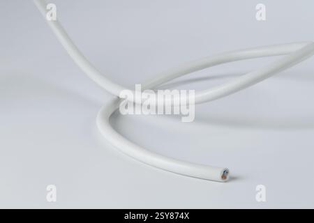 One insulated electrical wire isolated on white Stock Photo